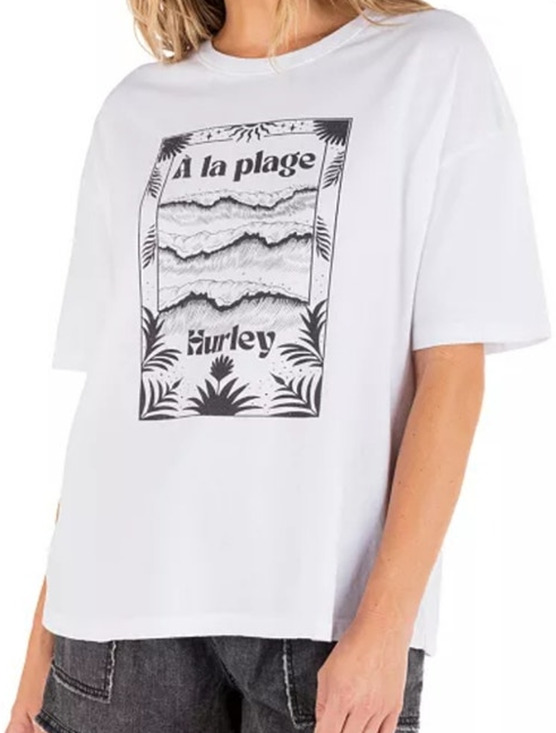 Hurley Tops - Hurley Juniors' Moon Surfer Short-Sleeve Boyfriend T-Shirt S 215